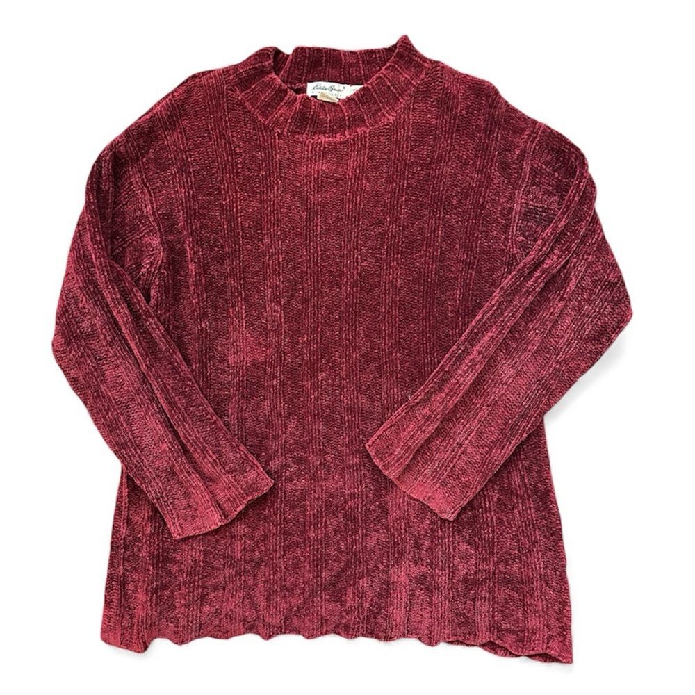 Eddie Bauer Chenille Style Ribbed Sweater Size Medium 100% Cotton